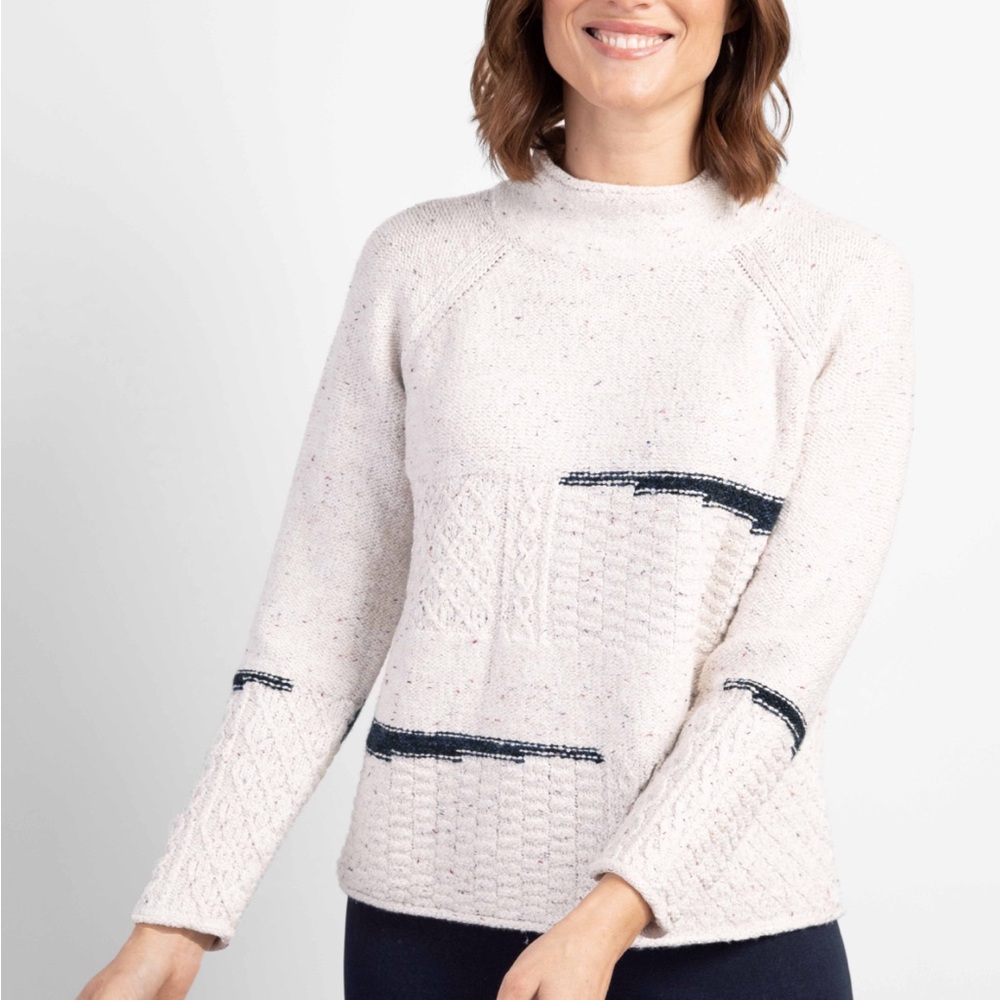 Habitat Women's Tweed Mix Cableknit Cream Sweater Size Small